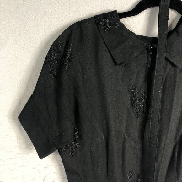 Vintage Handmade Dress Womens Small Black Embroidery Rhitnetone 1950s Event - Picture 9 of 12